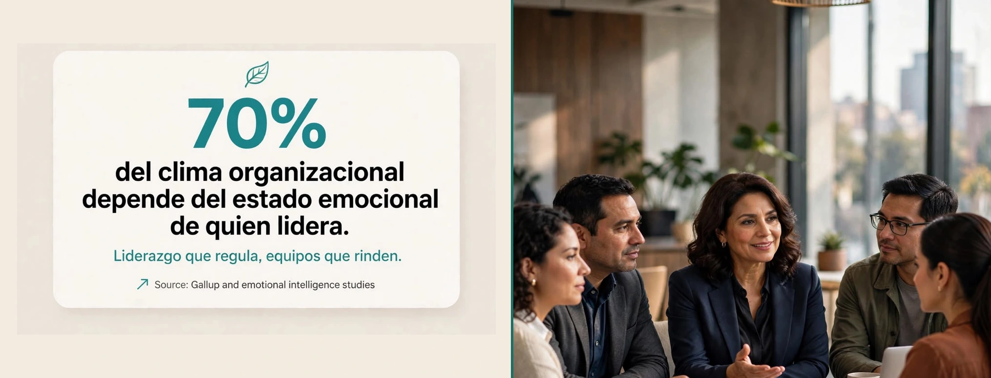 Liderazgo y clima organizacional: 70%
